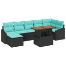 Havesofa Sæt med pude 8 pcs Sort og Blågrøn