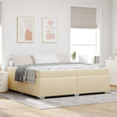 Sengestel med madras Creme 200 x 200 cm Stof