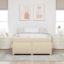 Sengestel med madras Creme 140 x 200 cm Stof
