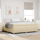 Sengestel med madras Creme 200 x 200 cm Stof
