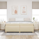 Sengestel med madras Creme 200 x 200 cm Stof