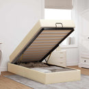 Sengeramme med madras 2 pcs Creme Stof