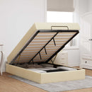 Sengeramme med madras 2 pcs Creme Stof