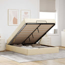 Sengeramme med madras 2 pcs Creme Stof