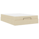 Sengeramme med madras 2 pcs Creme Stof