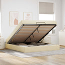 Sengeramme med madras 2 pcs Creme Stof