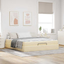 Sengeramme med madras 2 pcs Creme Stof