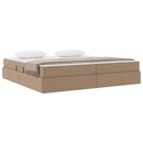 Seng med opbevaring og madras med madras 2 pcs Cappuccino Læder