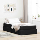 Seng med opbevaring og madras Sort 90 x 200 cm Polyester