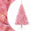 Kunstig Forbelyst Juletræ med 150 LED'er Lyserød 120 cm PVC
