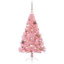 Kunstig Forbelyst Juletræ med 150 LED'er Lyserød 120 cm PVC
