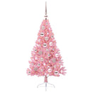 Kunstig Forbelyst Juletræ med 150 LED'er Lyserød 120 cm PVC