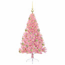 Kunstig Forbelyst Juletræ med 150 LED'er Lyserød 120 cm PVC
