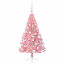 Kunstig Forbelyst Juletræ med 150 LED'er Lyserød 120 cm PVC