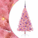 Kunstig Forbelyst Juletræ med 150 LED'er Lyserød 120 cm PVC