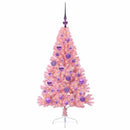 Kunstig Forbelyst Juletræ med 150 LED'er Lyserød 120 cm PVC