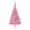 Kunstig Forbelyst Juletræ med 150 LED'er Lyserød 120 cm PVC