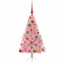 Kunstig Forbelyst Juletræ med 150 LED'er Lyserød 120 cm PVC