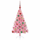Kunstig Forbelyst Juletræ med 150 LED'er Lyserød 120 cm PVC