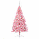 Kunstig Forbelyst Juletræ med 300 LED'er Lyserød 180 cm PVC
