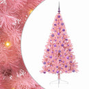 Kunstig Forbelyst Juletræ med 300 LED'er Lyserød 180 cm PVC
