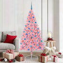 Kunstig Forbelyst Juletræ med 300 LED'er Lyserød 180 cm PVC