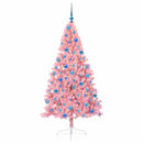 Kunstig Forbelyst Juletræ med 300 LED'er Lyserød 180 cm PVC