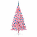 Kunstig Forbelyst Juletræ med 300 LED'er Lyserød 180 cm PVC
