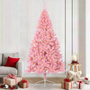 Kunstig Forbelyst Juletræ med 300 LED'er Lyserød 210 cm PVC