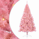 Kunstig Forbelyst Juletræ med 300 LED'er Lyserød 210 cm PVC