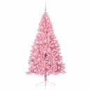 Kunstig Forbelyst Juletræ med 300 LED'er Lyserød 210 cm PVC
