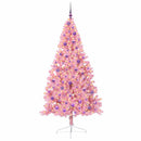 Kunstig Forbelyst Juletræ med 300 LED'er Lyserød 210 cm PVC