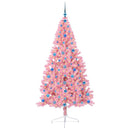 Kunstig Forbelyst Juletræ med 300 LED'er Lyserød 210 cm PVC