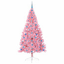 Kunstig Forbelyst Juletræ med 300 LED'er Lyserød 210 cm PVC