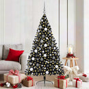 Kunstig Forbelyst Juletræ Sort 180 cm PVC
