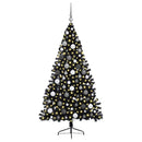 Kunstig Forbelyst Juletræ Sort 180 cm PVC