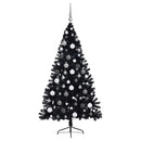 Kunstig Forbelyst Juletræ Sort 180 cm PVC