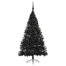 Kunstig Forbelyst Juletræ med 300 LED'er Sort 180 cm PVC