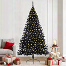 Kunstig Forbelyst Juletræ med 300 LED'er Sort 210 cm PVC