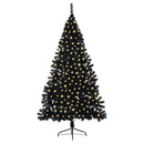 Kunstig Forbelyst Juletræ med 300 LED'er Sort 210 cm PVC