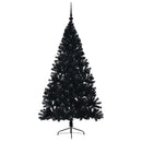 Kunstig Forbelyst Juletræ med 300 LED'er Sort 210 cm PVC