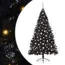 Kunstig Forbelyst Juletræ med 300 LED'er Sort 210 cm PVC