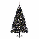 Kunstig Forbelyst Juletræ med 300 LED'er Sort 210 cm PVC