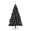 Kunstig Forbelyst Juletræ med 300 LED'er Sort 210 cm PVC
