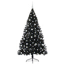 Kunstig Forbelyst Juletræ med 300 LED'er Sort 210 cm PVC