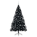 Kunstig Forbelyst Juletræ med 300 LED'er Sort 210 cm PVC