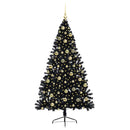 Kunstig Forbelyst Juletræ Sort 210 cm PVC