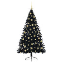 Kunstig Forbelyst Juletræ Sort 210 cm PVC