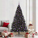 Kunstig Forbelyst Juletræ med 300 LED'er Sort 210 cm PVC
