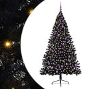 Kunstig Forbelyst Juletræ med 300 LED'er Sort 210 cm PVC